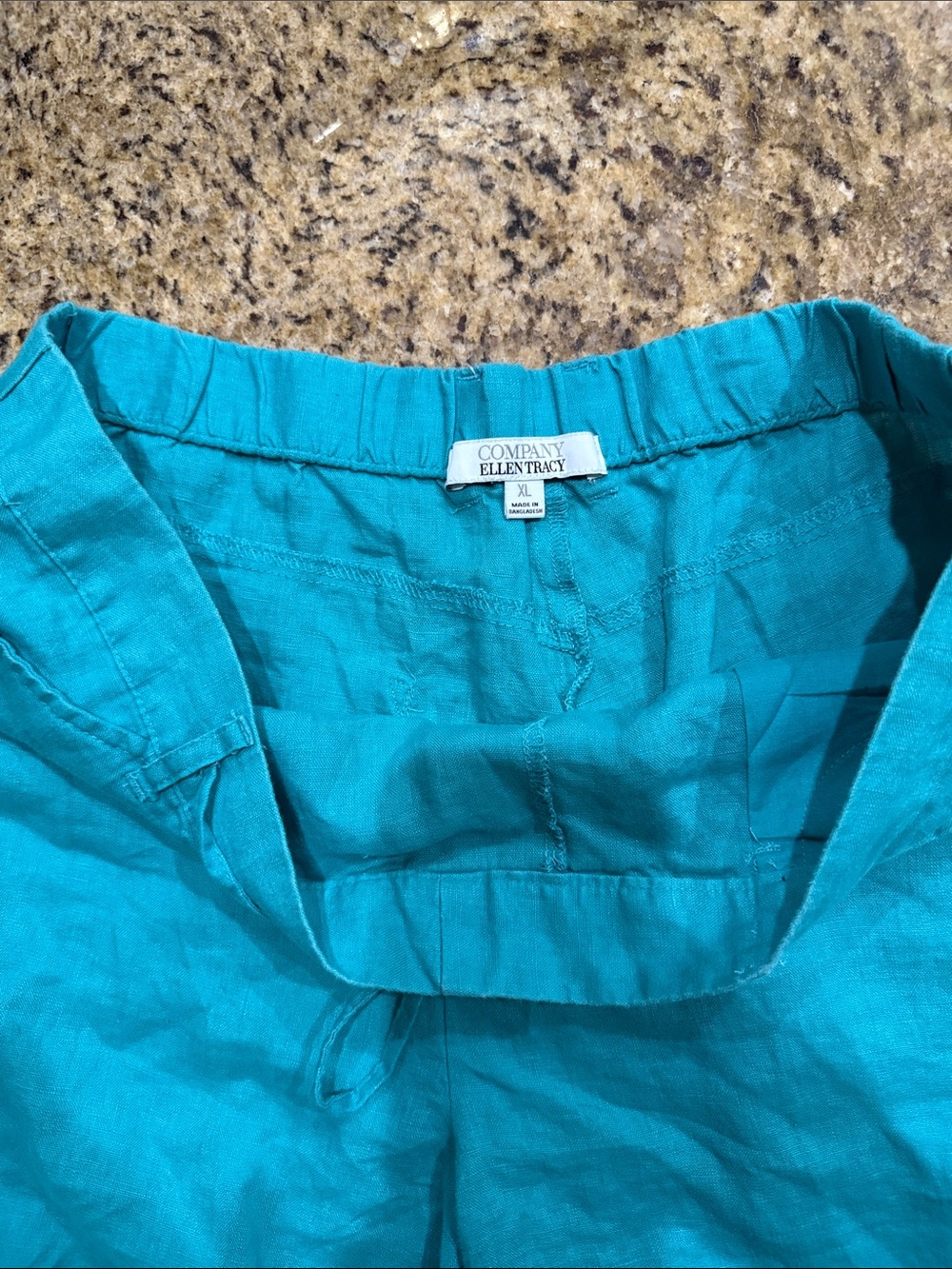 Ellen Tracy Turquoise High-Waist Linen Shorts - Picture 4 of 5